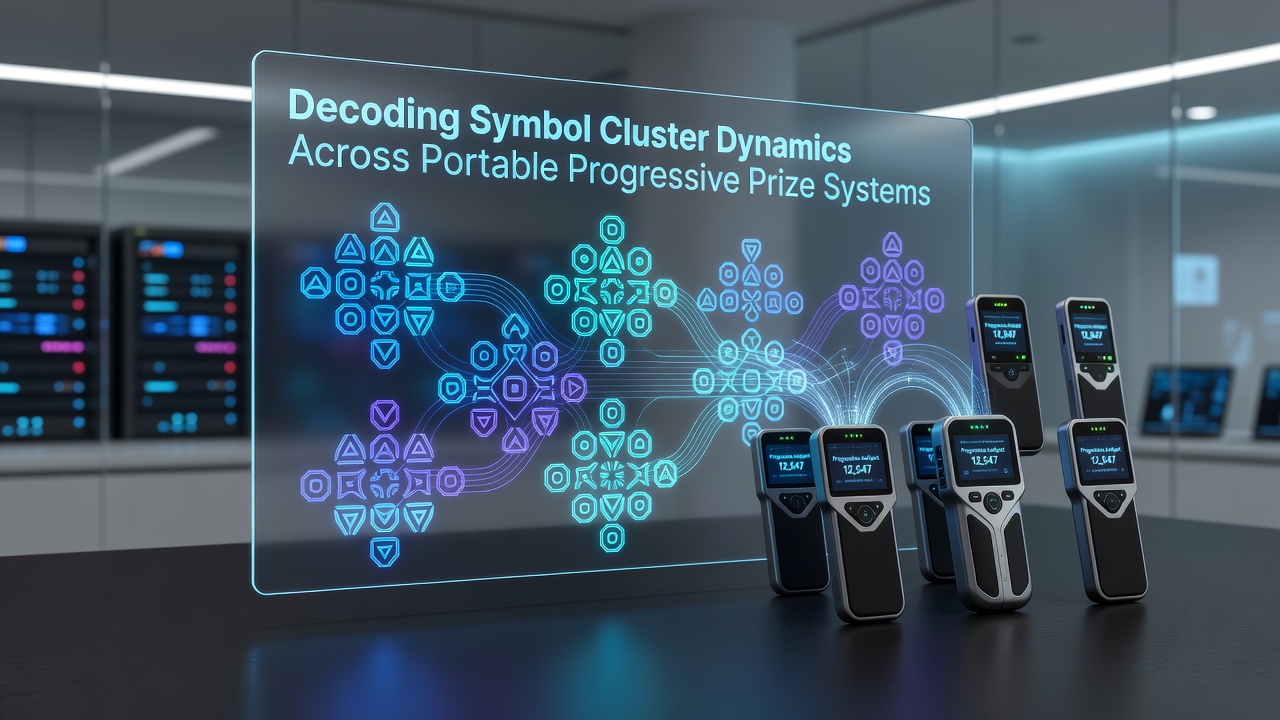 Diagram showing symbol clusters forming across interconnected progressive jackpot networks on mobile and desktop platforms