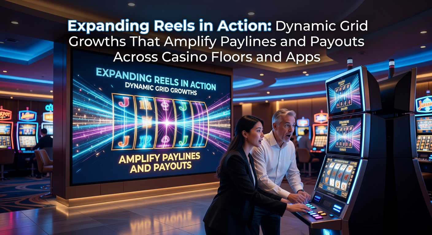Vibrant slot screen capturing reels expanding dynamically, revealing extra rows and surging paylines during a bonus feature