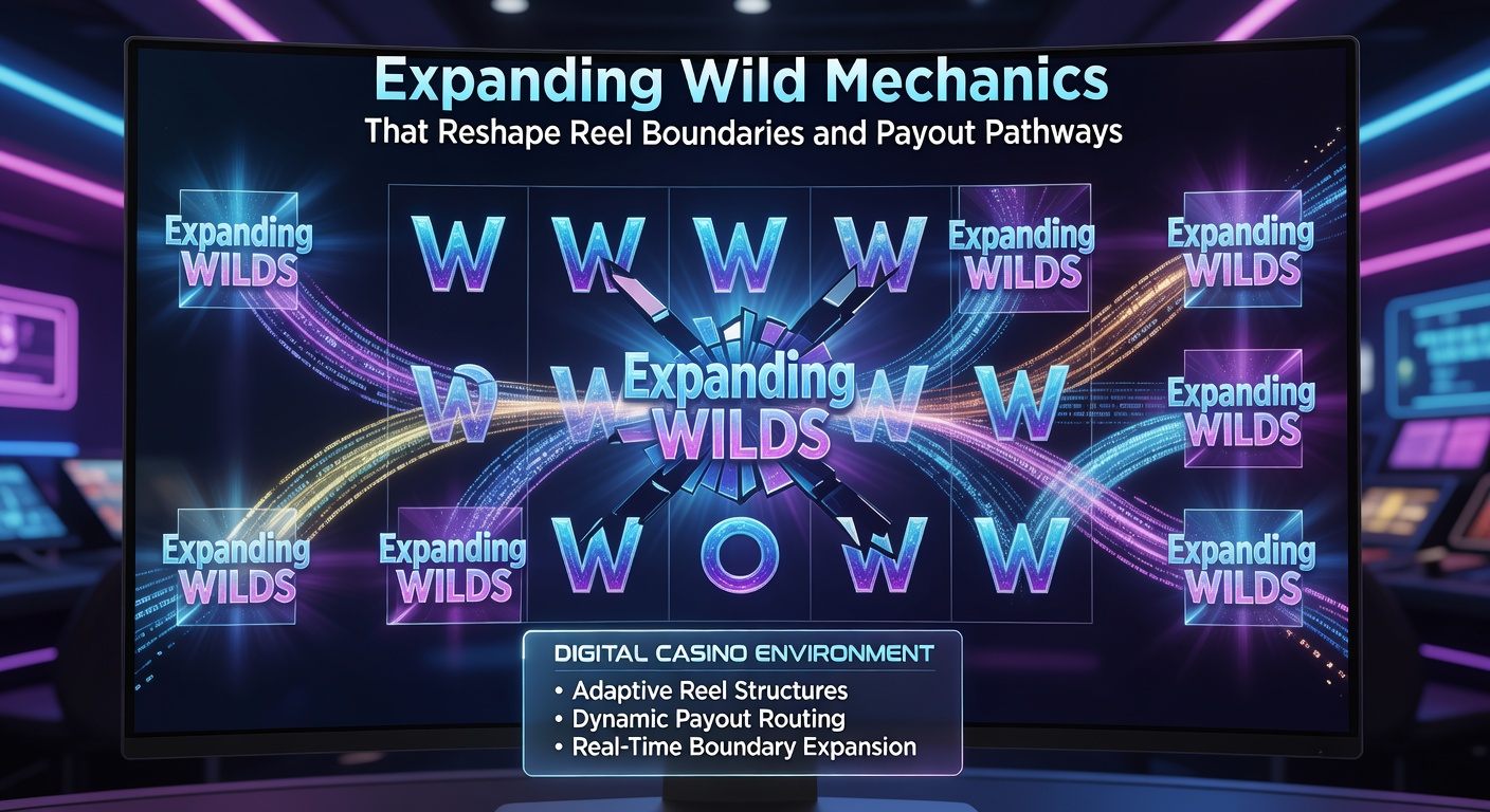 Close-up view of expanding wilds creating new paylines across reshaped reel boundaries in an online slot