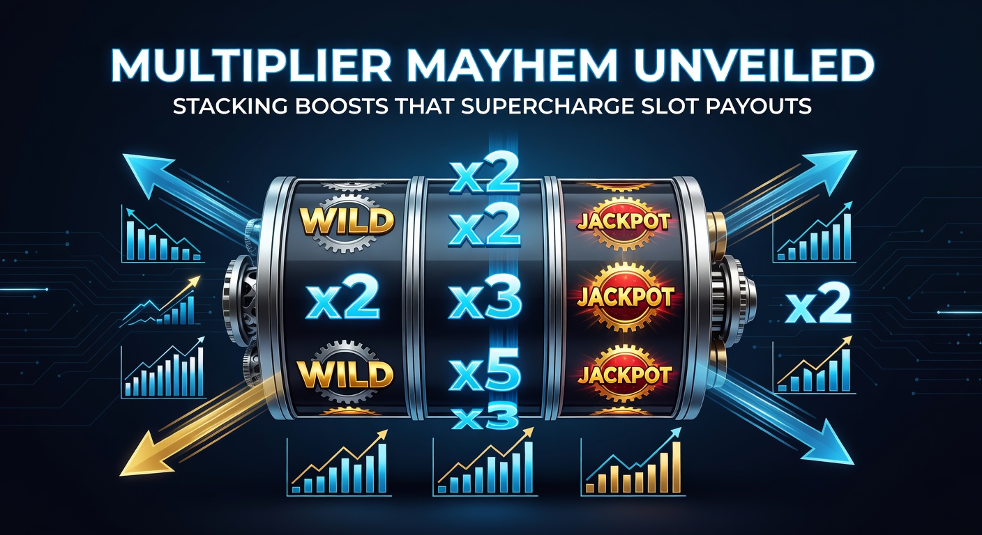 Dynamic slot reels exploding with stacked multiplier symbols, turning standard spins into jackpot-level payouts amid flashing lights and cascading wins