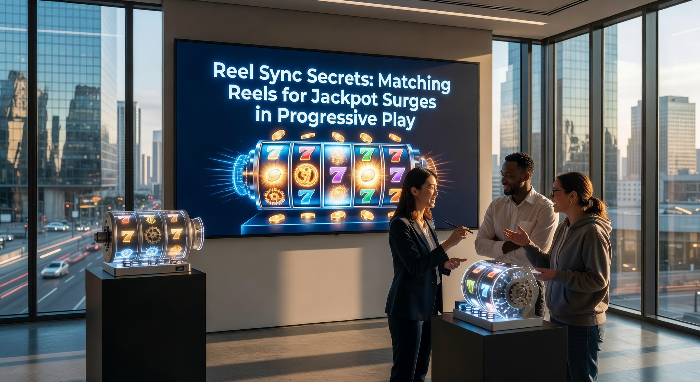 Close-up of progressive slot meters surging upward as reels sync with glowing matching symbols, jackpot counter ticking rapidly