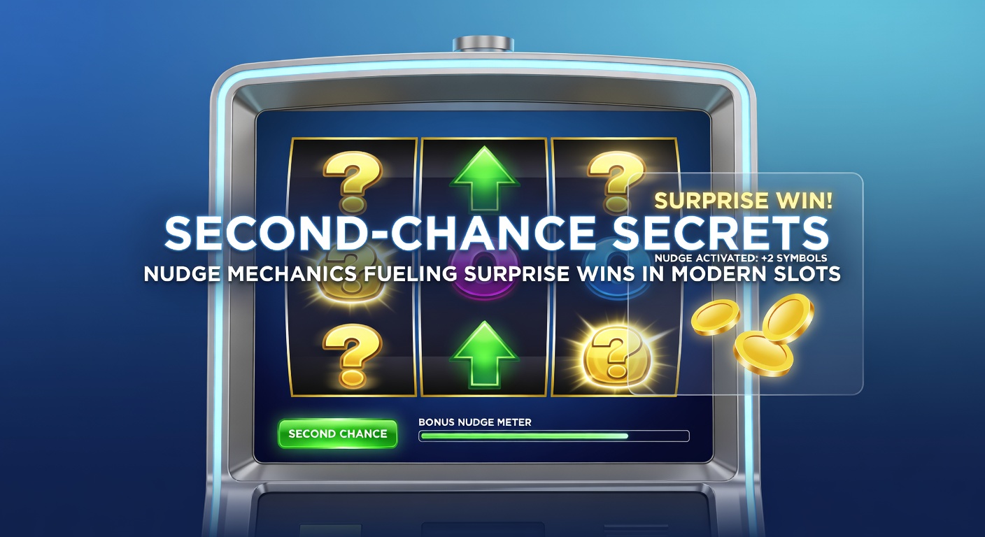 Close-up of slot reels nudging into a winning combination, highlighting the second-chance feature in action