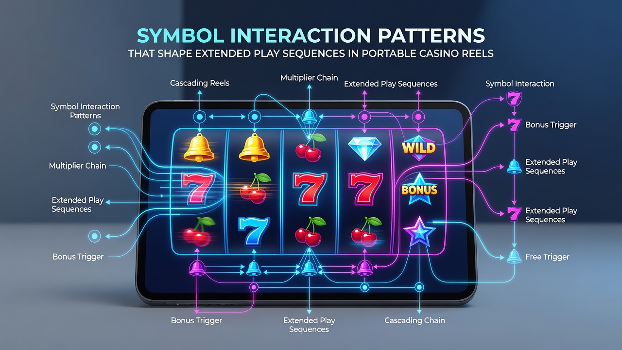 Mobile device screen showing cascading symbol interactions and extended free spin sequences on portable casino reels