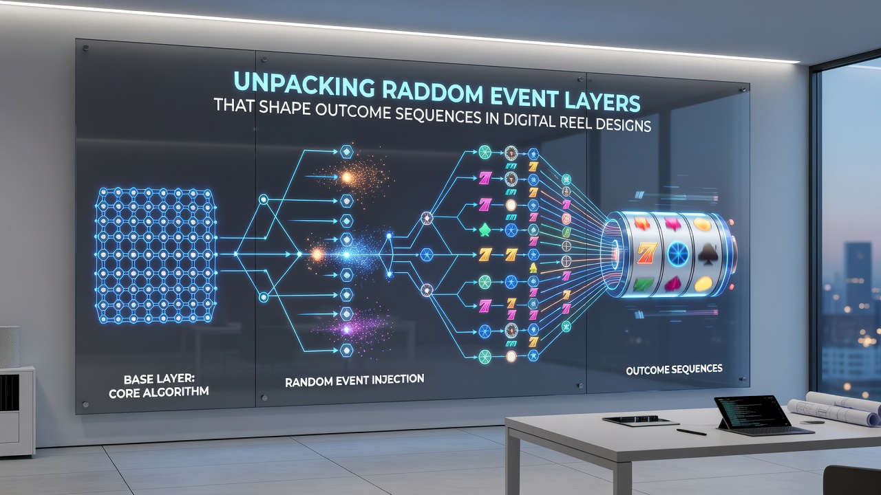 Technical diagram illustrating multiple RNG layers in digital reel outcome generation