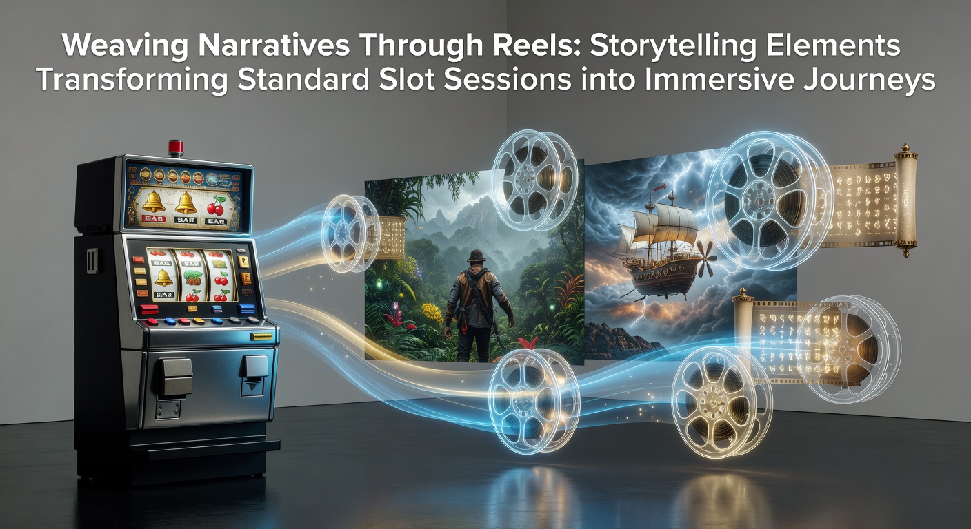 Reels displaying layered narrative symbols in a modern slot interface with character icons and plot progression indicators