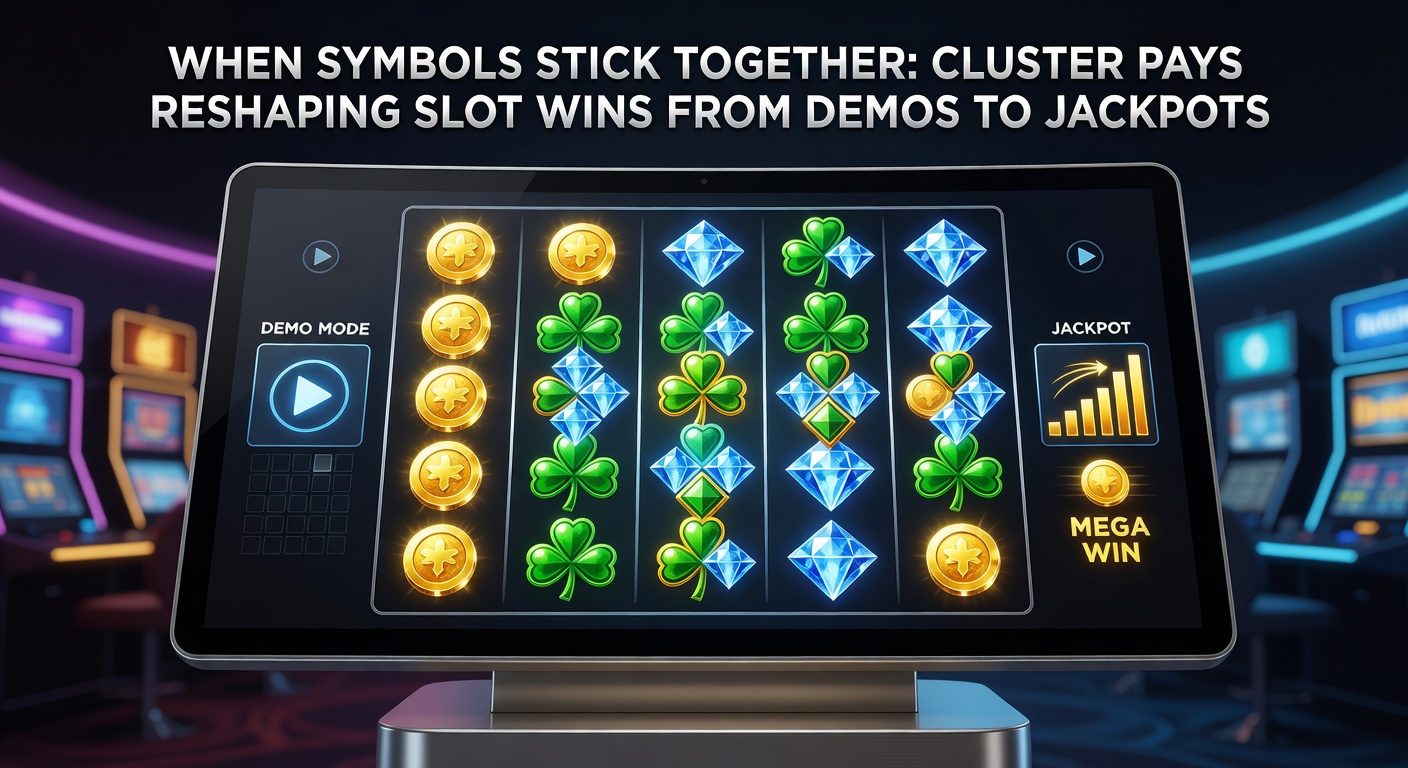 Explosive cluster win on a slot screen with symbols exploding and multipliers stacking for jackpot potential